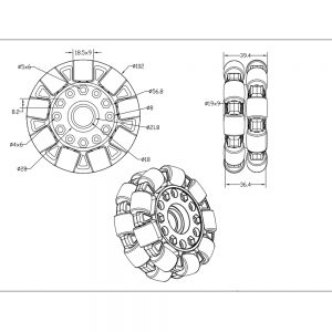 100mm Omnidirectional Wheel (Brass Bearing for Rollers)