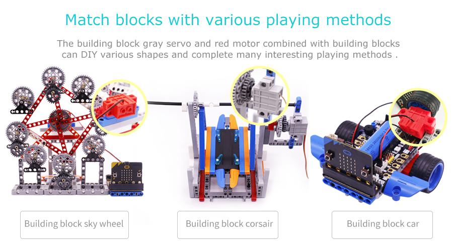 Programmable DC Motor Building Block 70 RPM for Microbit Robot Compatible with Lego