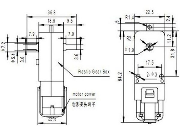 TT Motors 3-6V Dual Shaft 148 Reduction Ratio 125RPM