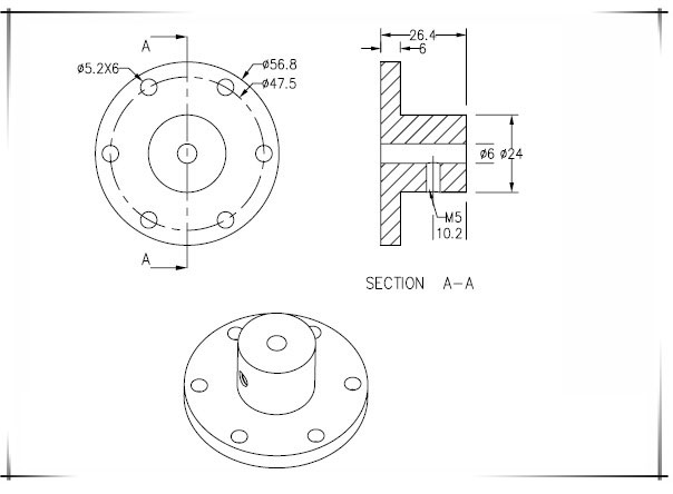 6mm Motor Shaft Coupling Hub for Mecanum / Omni Wheel