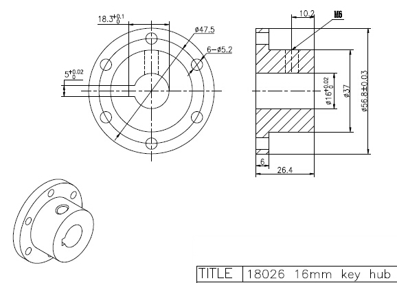 16mm Keyway Coupling CB18026 Aluminum Hubs for Mecanum Wheels