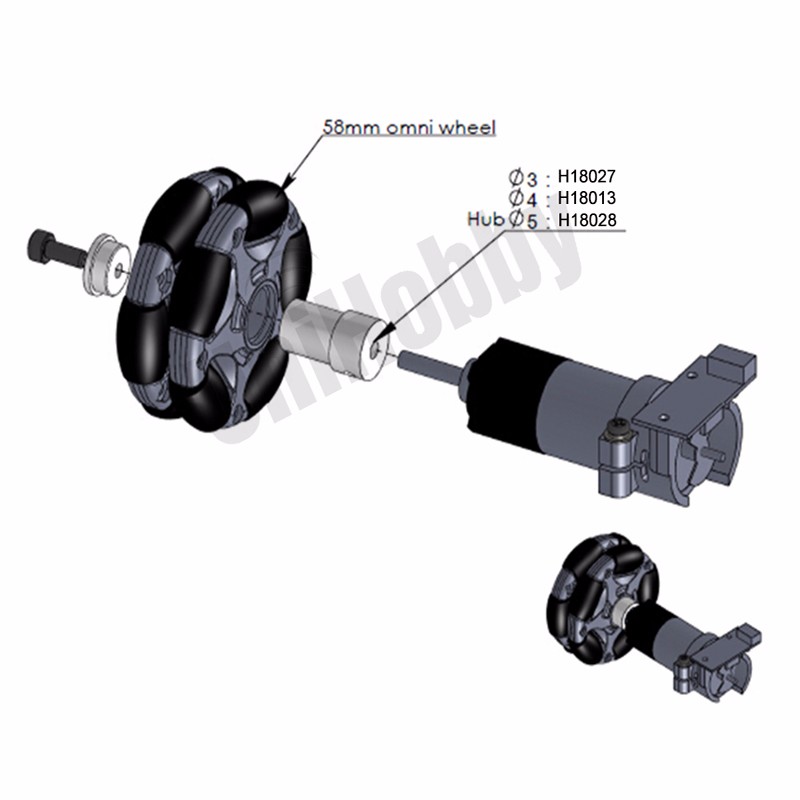 3mm Coupling Available for 58mm Plastic Omni Wheels(4pcsPacket)