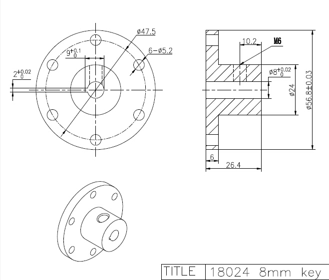 8mm Key Coupling Hub CB18024 for Mecanum Wheels