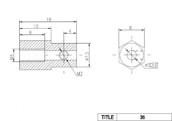 CasterBot 3 mm Brass Hex Coupling for 38 mm Plastic Omni Wheels