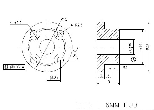 CasterBot 6mm Coupling Aluminum Hub CB18022 for CB14148 48mm Omni Wheels