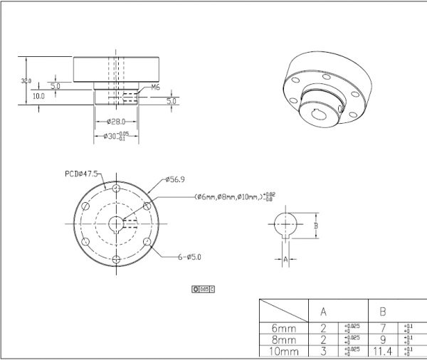 CasterBot 6mm Keyway Coupling CB18032 for 1404114049 100mm Omni Wheels