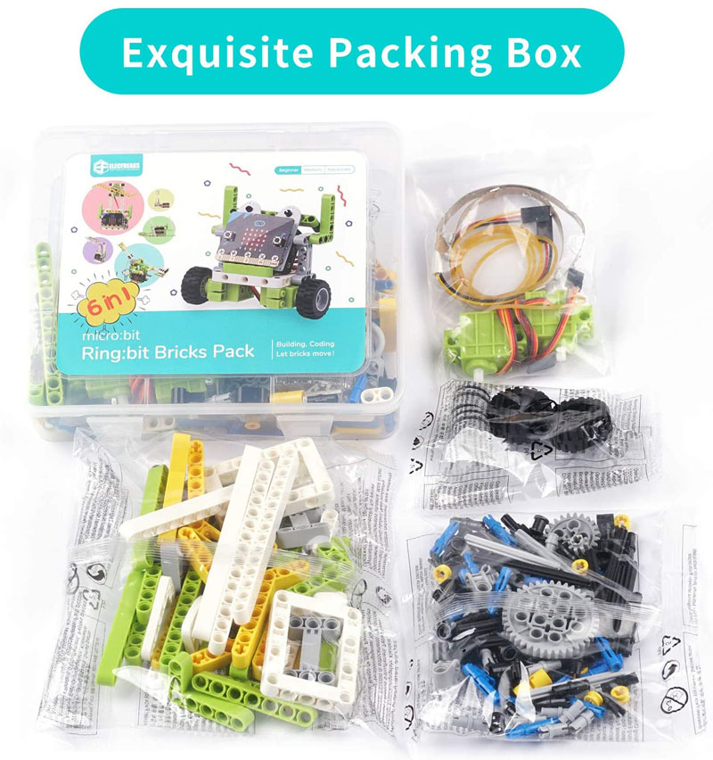 Micro bit 6 IN 1 Ringbit Bricks Pack Lego compatible building and coding kit STEAM Education Toy without microbit board CasterBot
