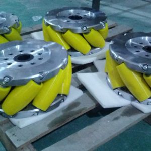 A set of 15inch Heavy Duty Industrial Mecanum Wheel 375mm Mecanum Wheel CBNM375A