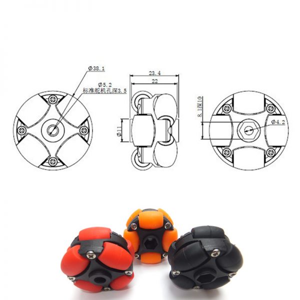 1.5 inch 38mm Omni Wheels 14199 Plastic Omni-directional Wheel for Robot Car Wheel